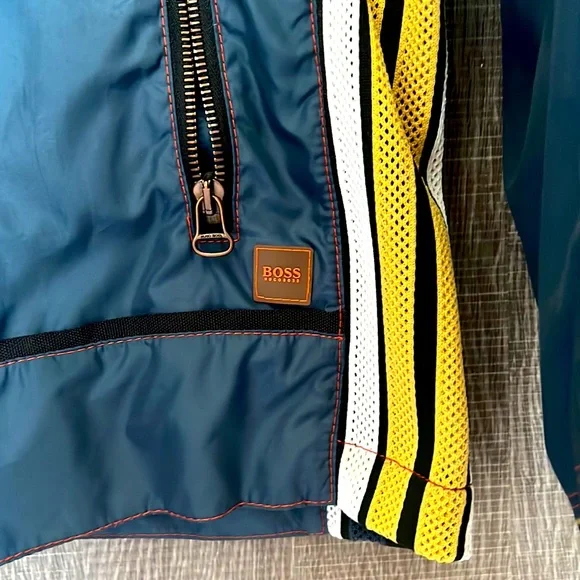 Hugo Boss Men’s windbreaker. Awesome blue green color size large - Picture 4 of 8